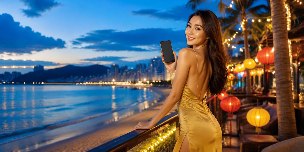 Người chơi casino trên thiết bị di động tại bãi biển Đà Nẵng