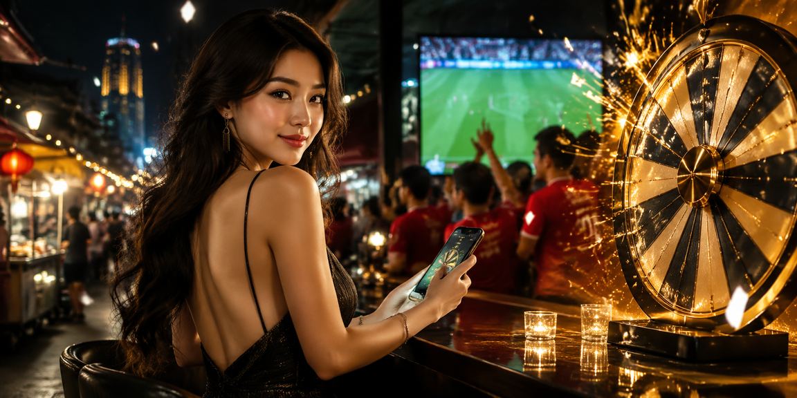 Cảnh chơi Roulette tại chợ đêm Hà Nội sôi động với ánh đèn neon rực rỡ